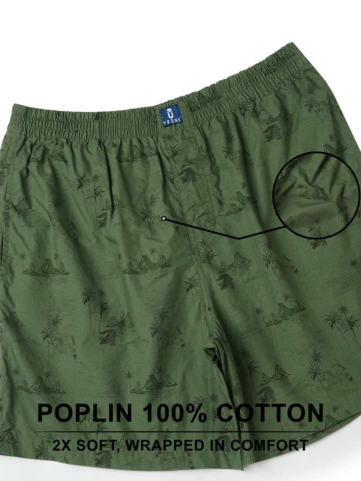 Mens Cotton Boxer - Olive Green