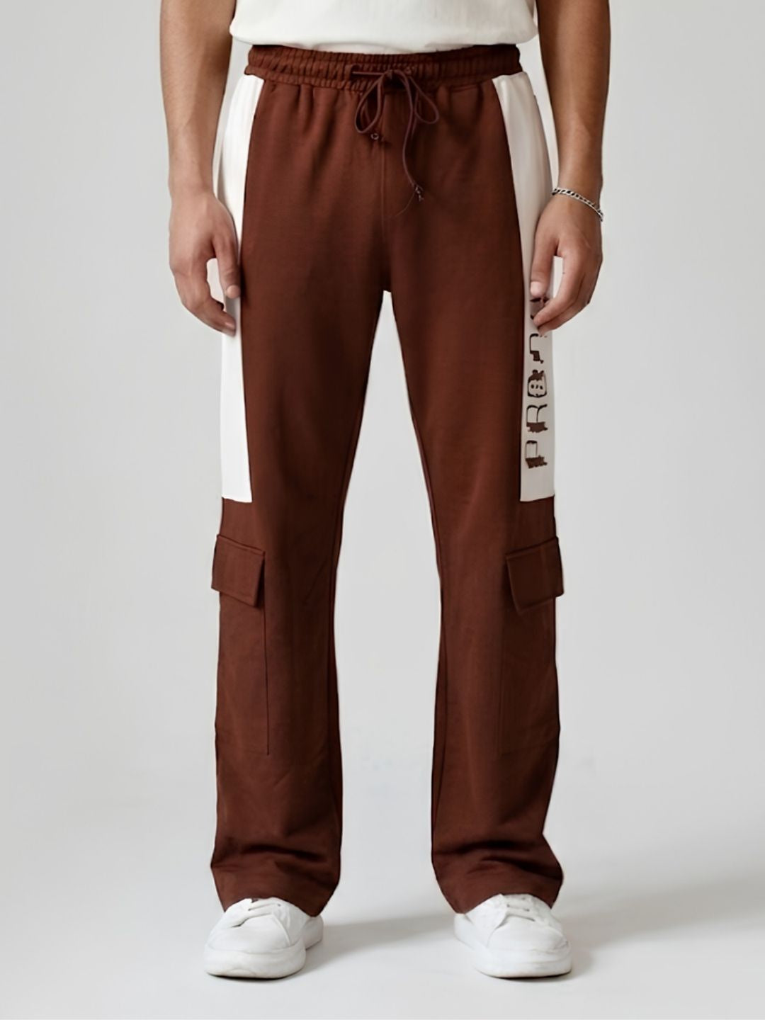 Men Premium Knitted Joggers with Side Panel Print