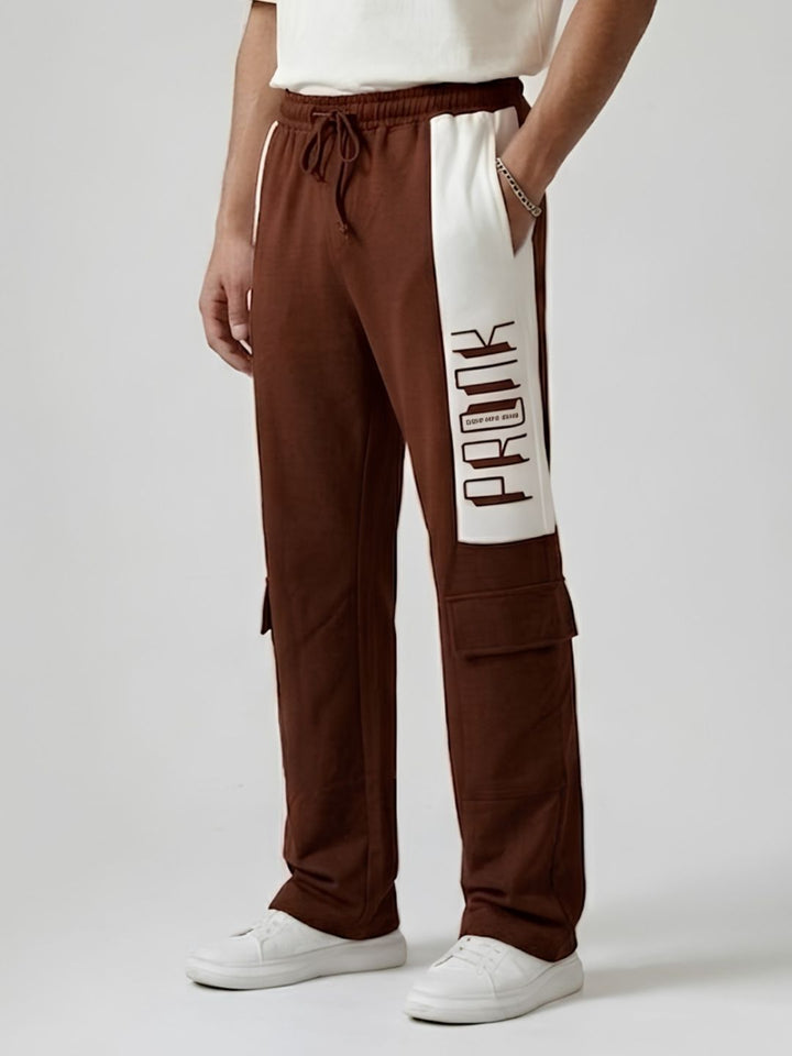 Men Premium Knitted Joggers with Side Panel Print