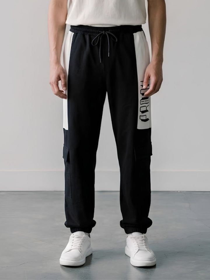 Men Premium Knitted Joggers with Side Panel Print