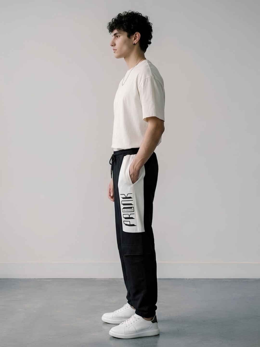 Men Premium Knitted Joggers with Side Panel Print