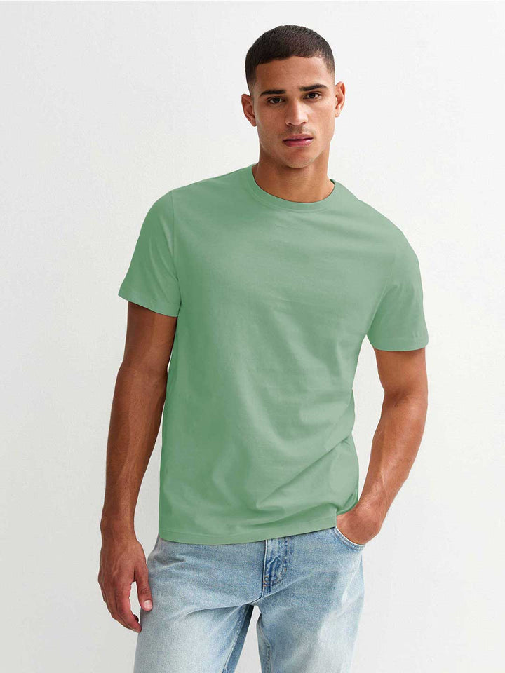Solid Men Half Sleeve T-Shirt - Mint Green