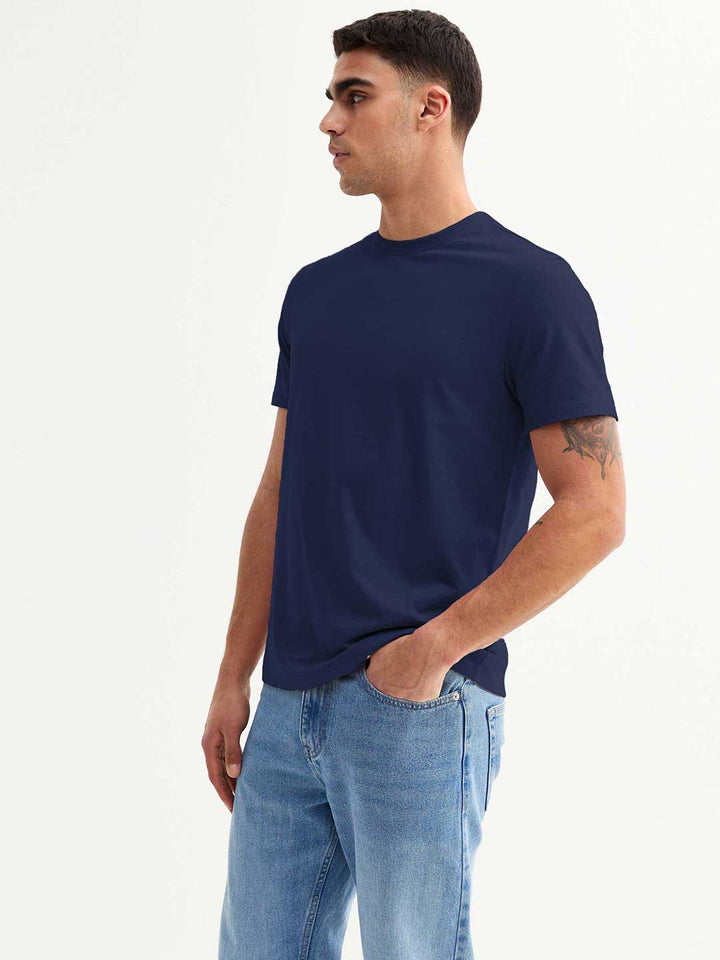 Solid Men Half Sleeve T-Shirt - Classic Navy