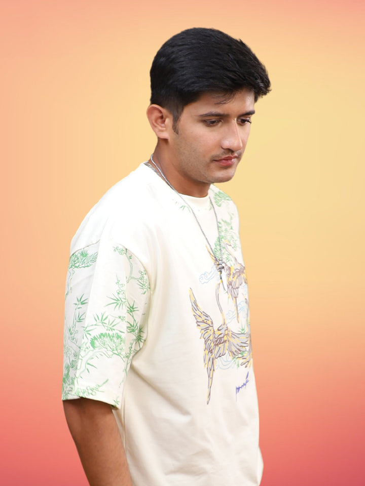 Mandala Roots Puff Printed Men Premium Oversized T-Shirt