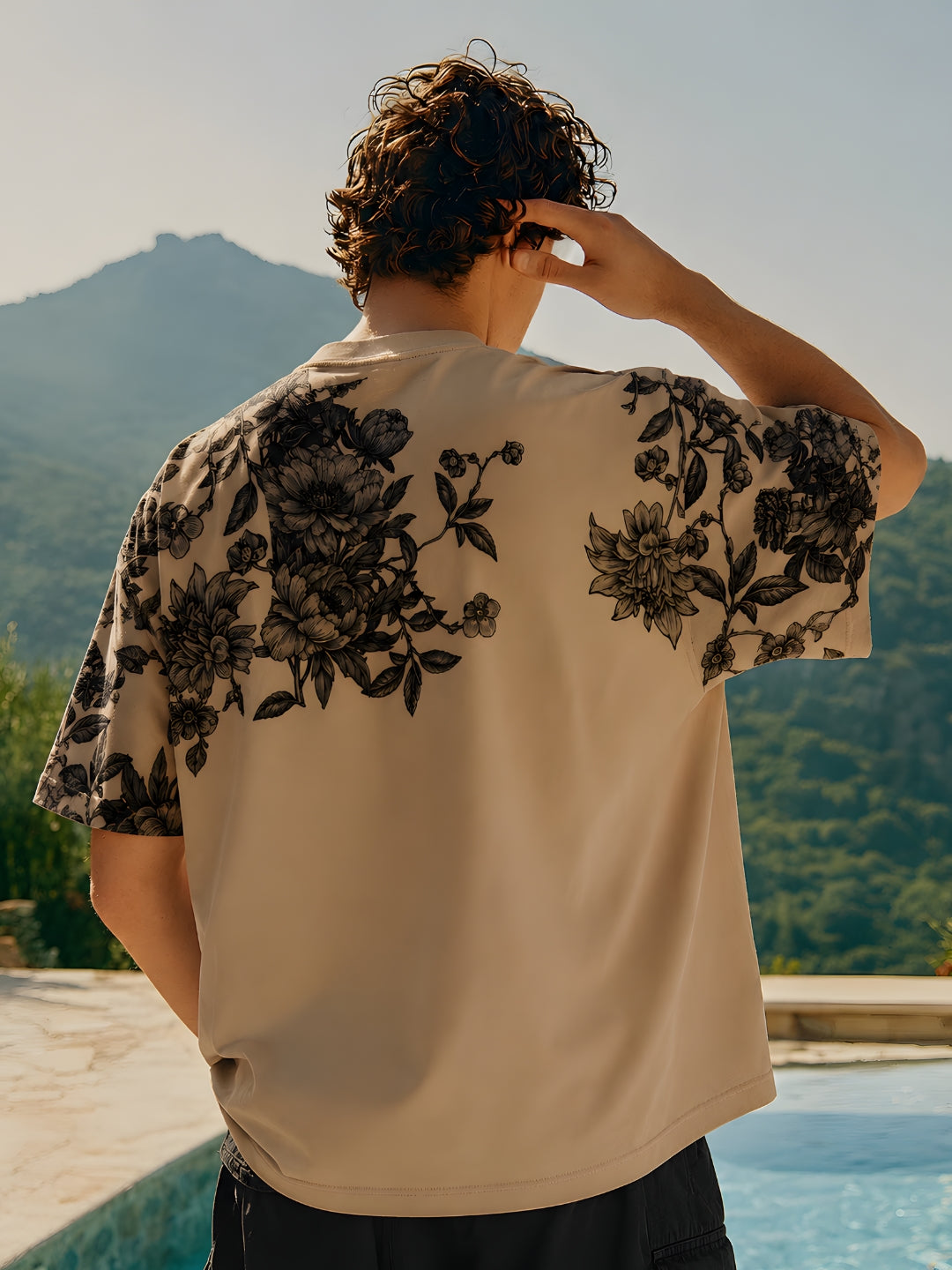 Midnight Bloom Men Premium Oversized T-Shirt