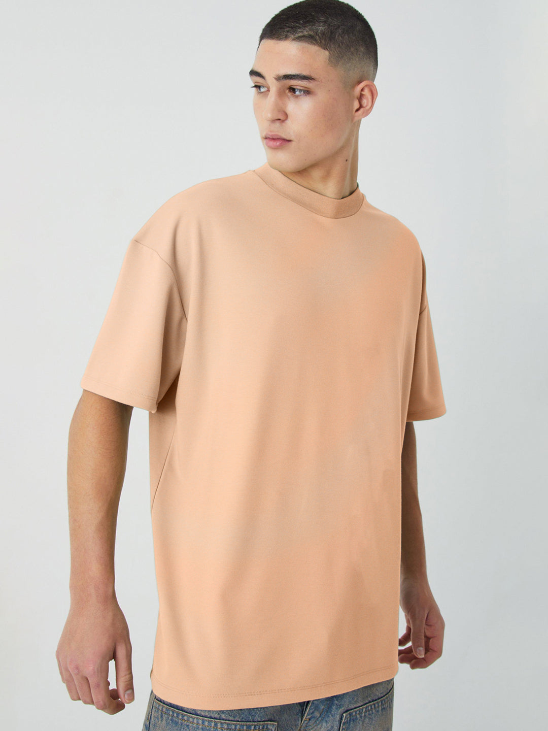 Solid Men Oversized T-Shirt - Salmon Pink