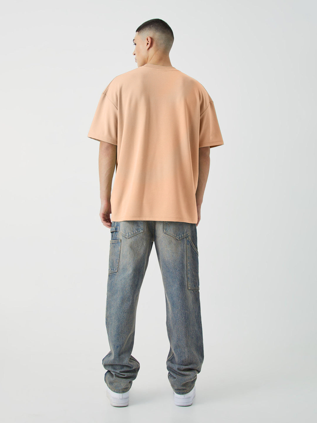 Solid Men Oversized T-Shirt - Peach