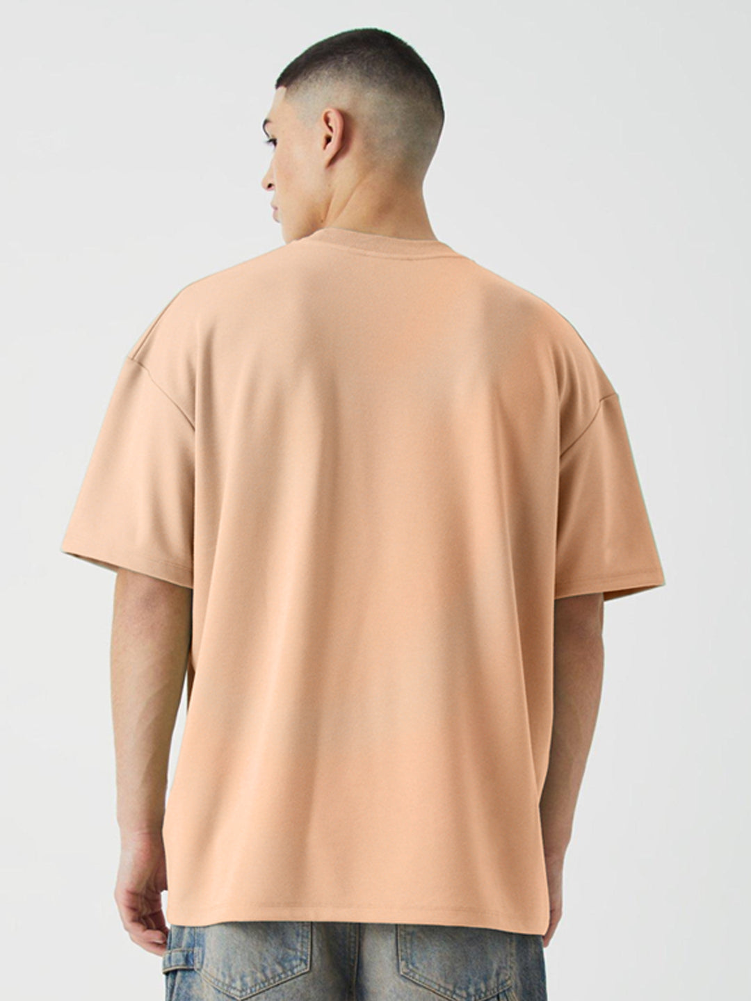 Solid Men Oversized T-Shirt - Peach