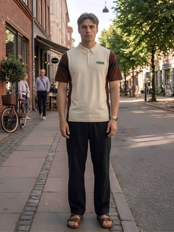Men Premium Colorblock Relaxed Fit Polo T-Shirt