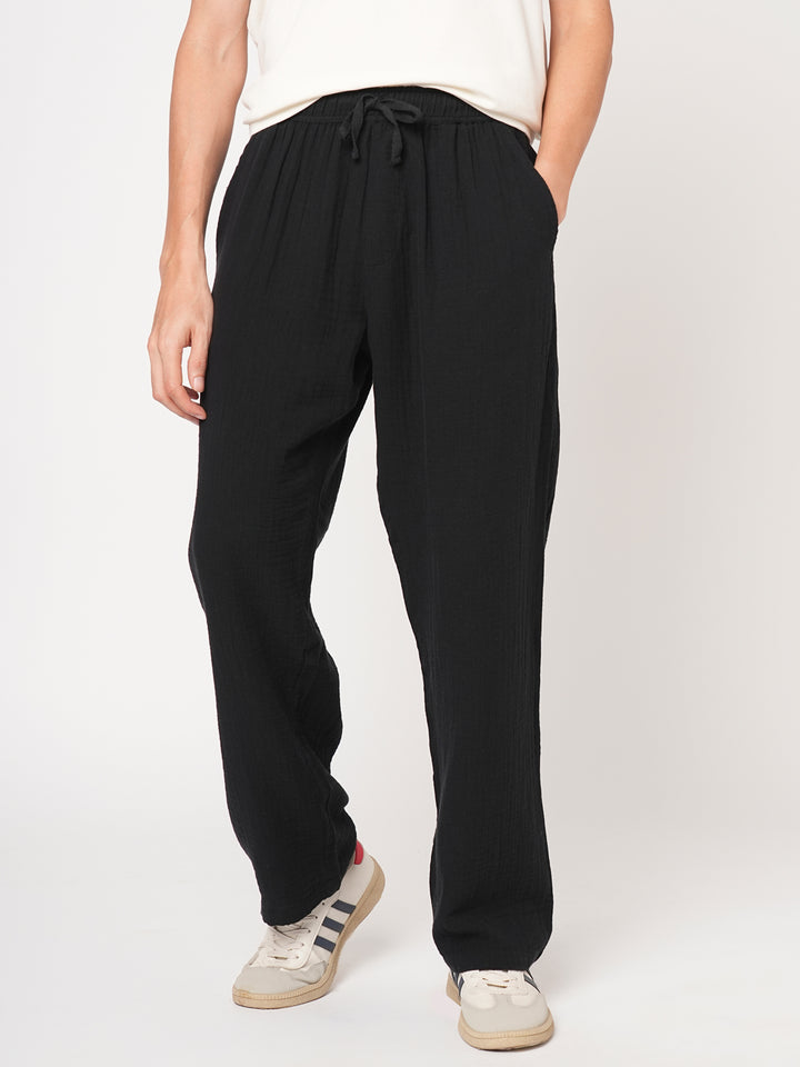 Cotton Pant for Men Solid - Black