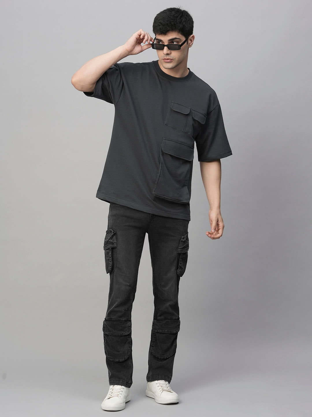 Cargo T-Shirt For Men Dark Grey