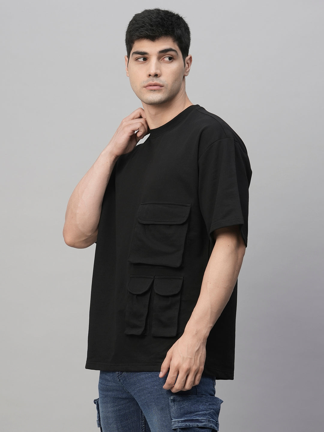 Cargo T-Shirt For Men - Black