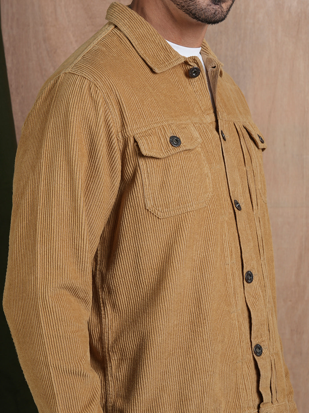 Teddy Lined Corduroy Jacket - Beige