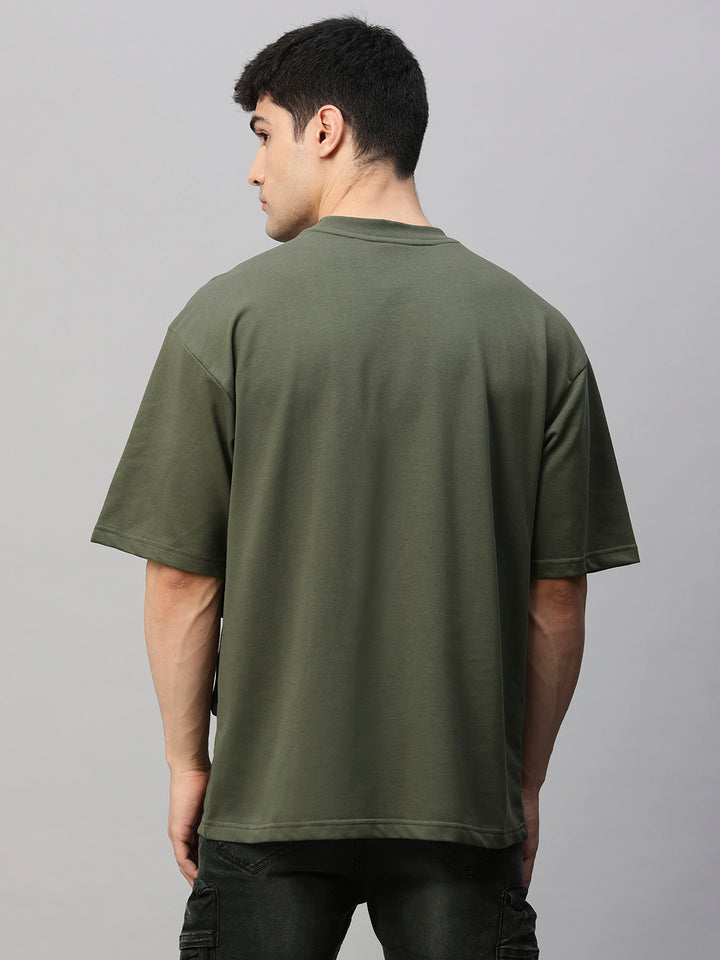 Cargo T-Shirt For Men - Olive Green