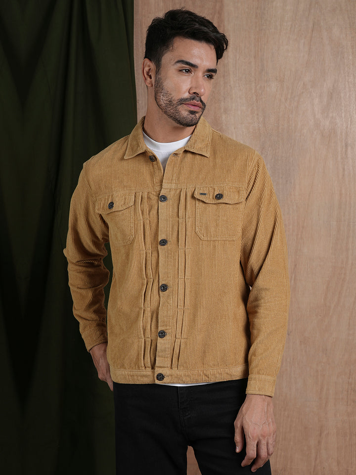 Teddy Lined Corduroy Jacket - Beige