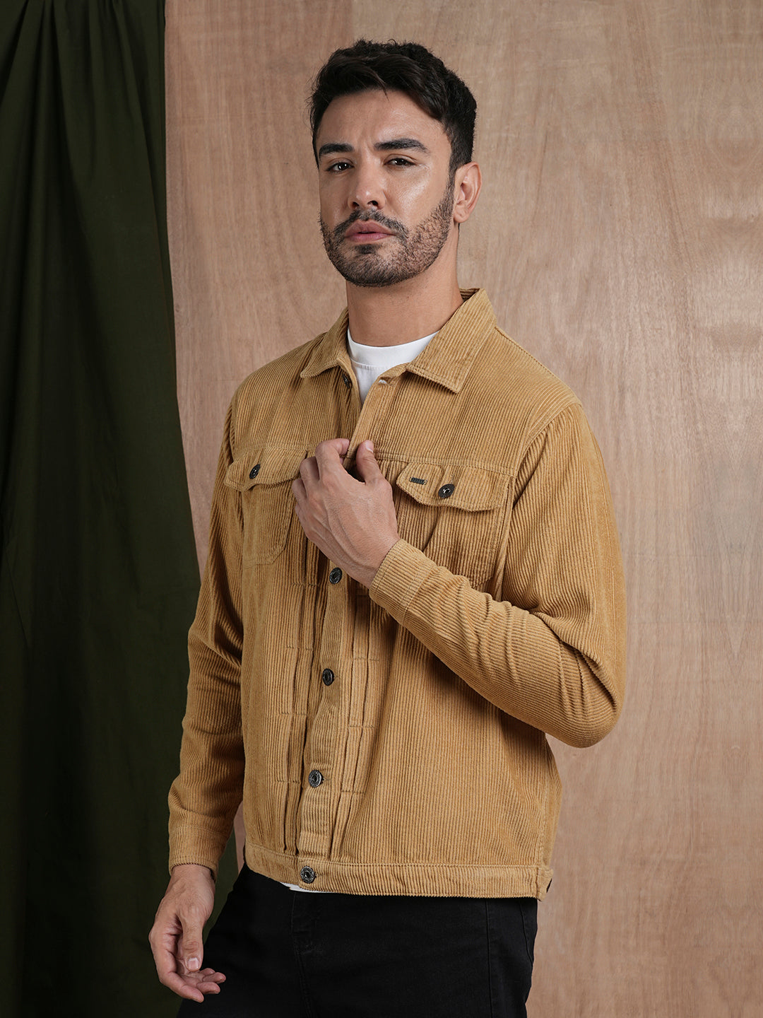 Teddy Lined Corduroy Jacket - Beige