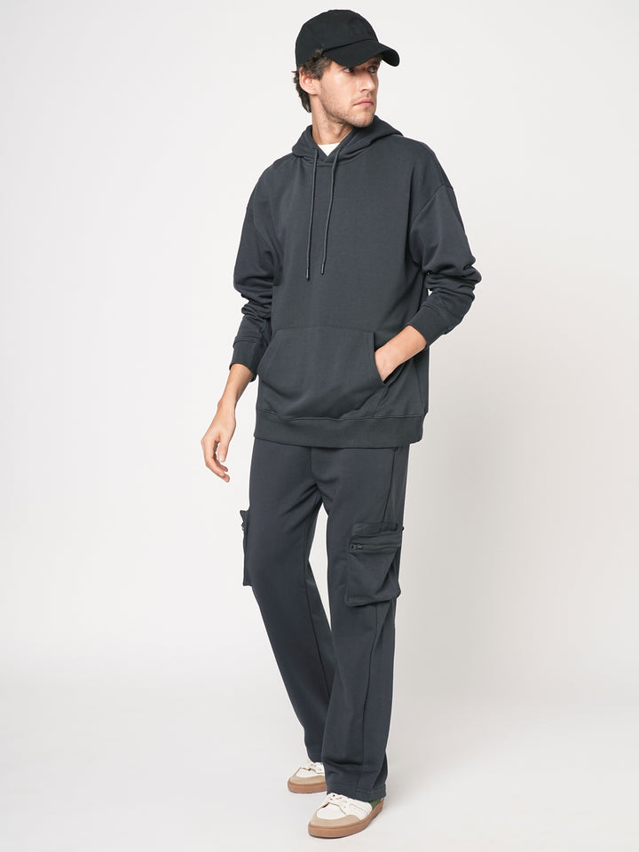 Men Cotton zipper jogger - Dark Grey