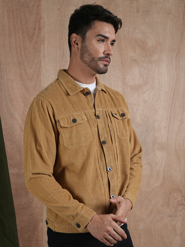 Teddy Lined Corduroy Jacket - Beige