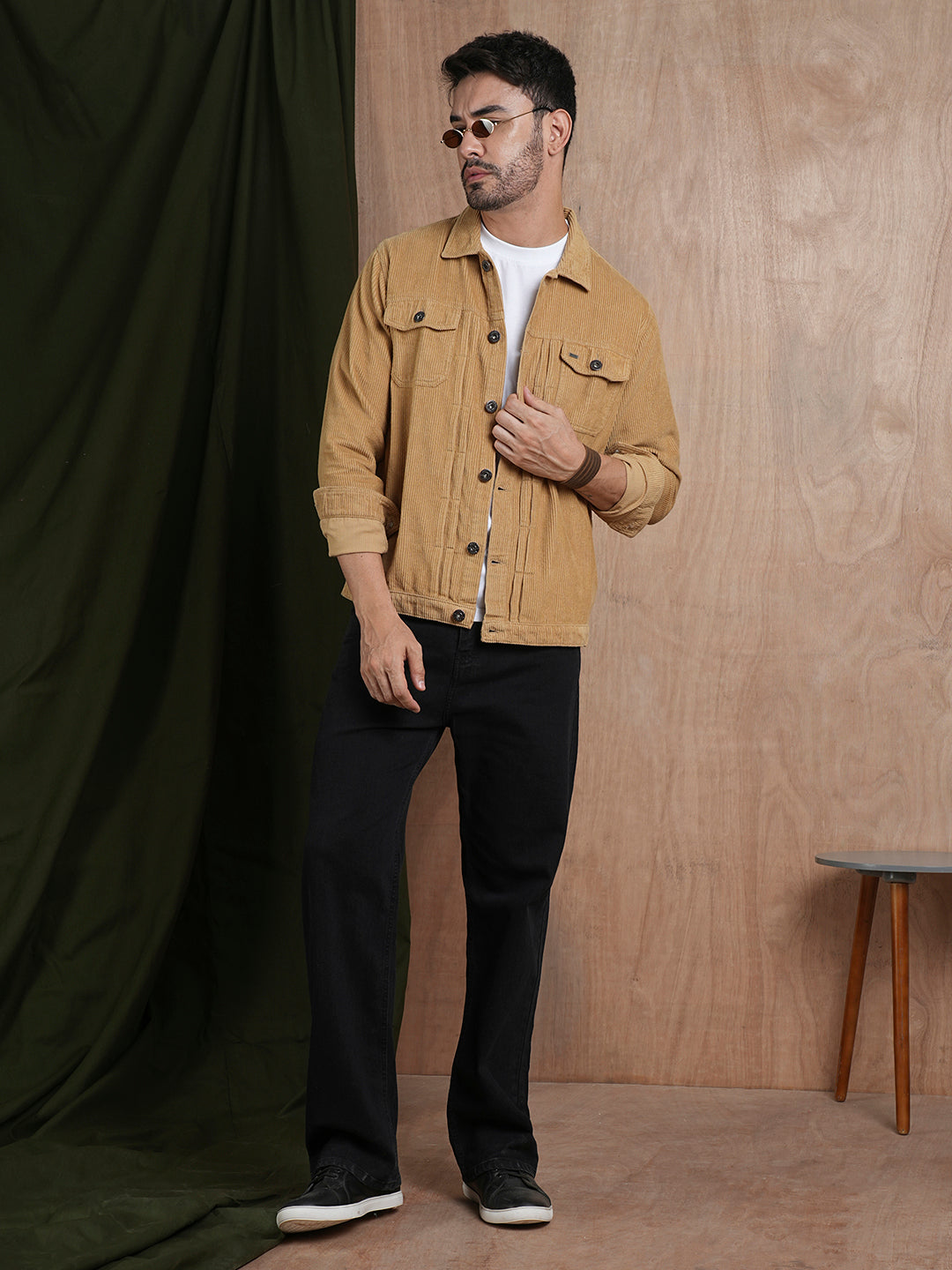 Teddy Lined Corduroy Jacket - Beige