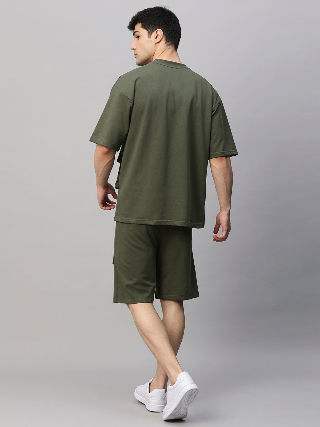 Men Premium Cargo Co-ord Set - Olive Green