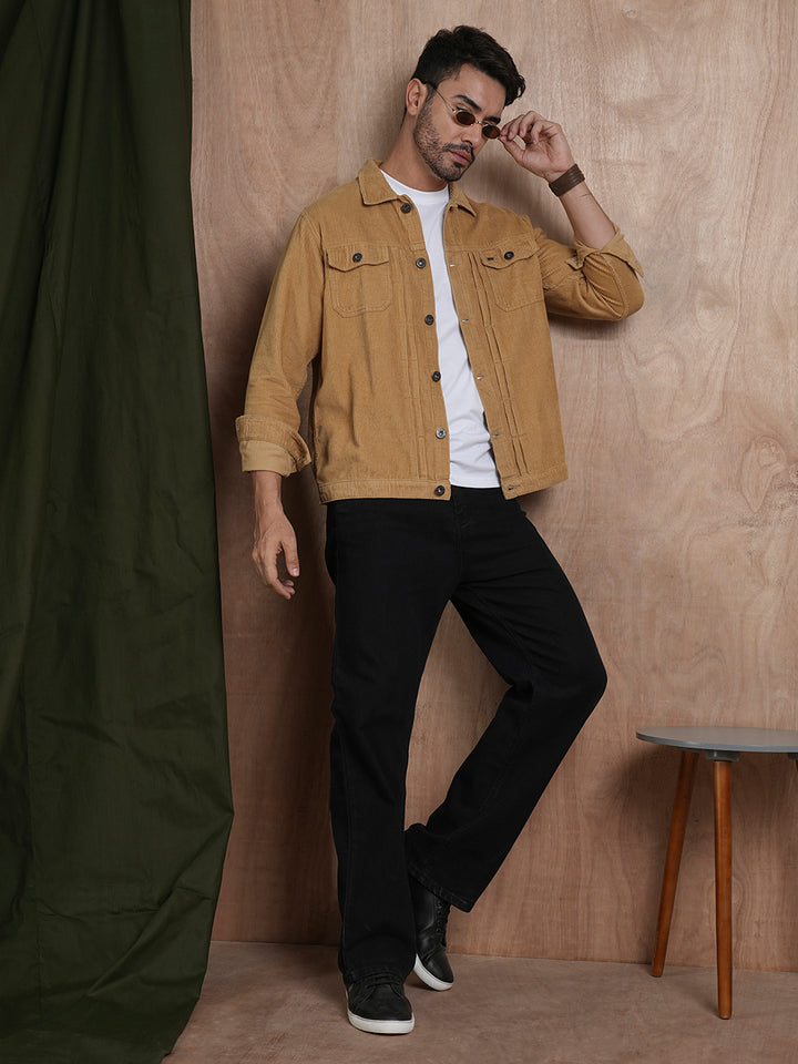 Teddy Lined Corduroy Jacket - Beige