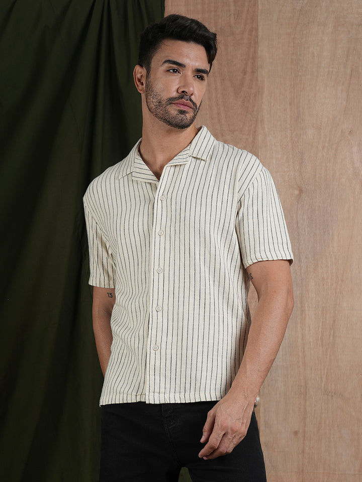 Men's Half Sleeves Shirt - Beige