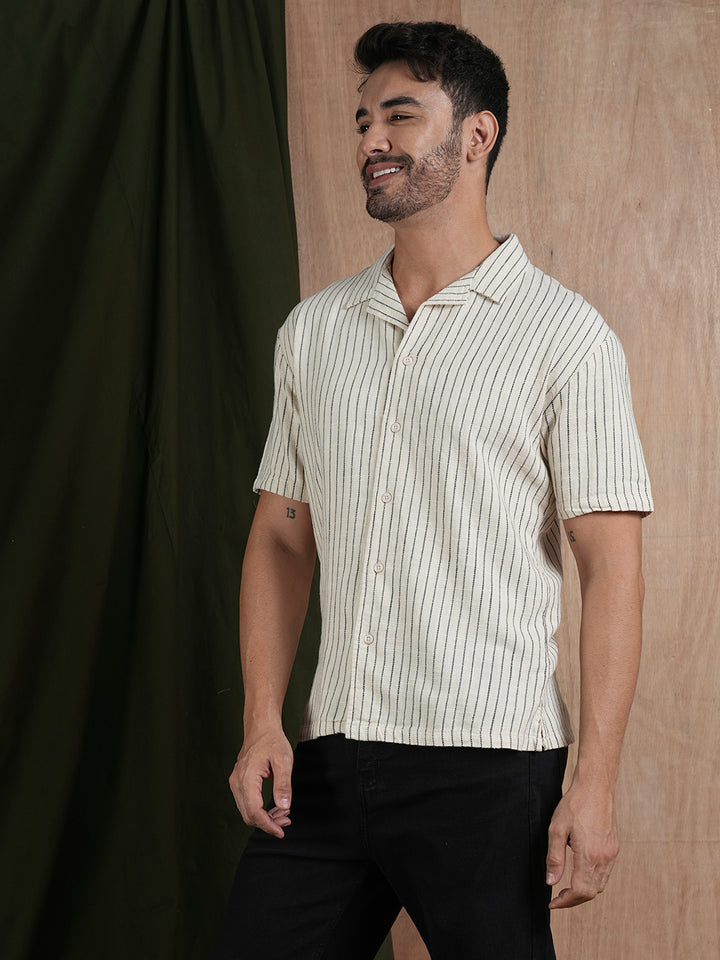 Men's Half Sleeves Shirt - Beige