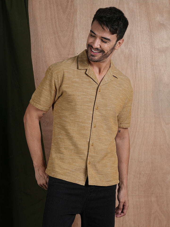 Men's Half Sleeves Shirt - Khaki