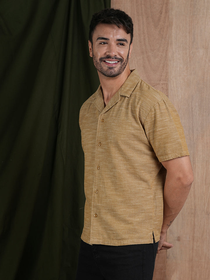 Men's Half Sleeves Shirt - Khaki