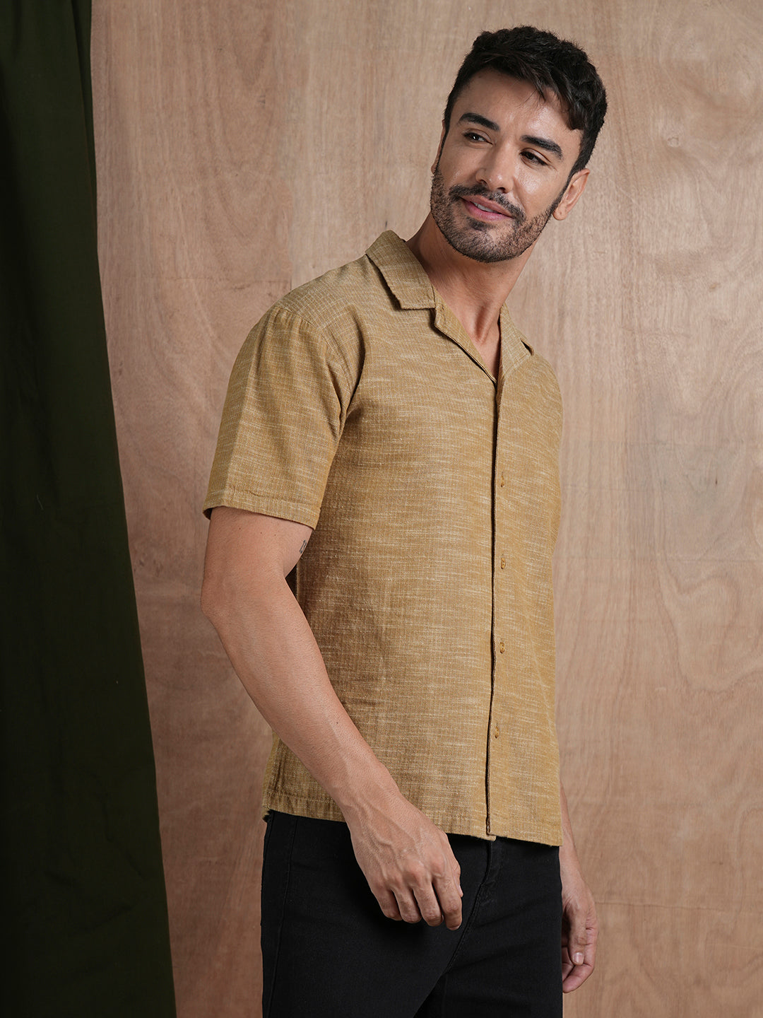 Men's Half Sleeves Shirt - Khaki