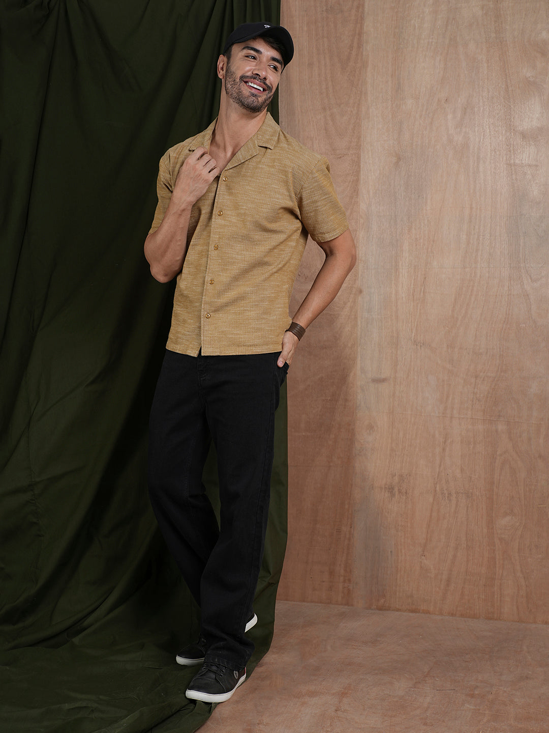 Men's Half Sleeves Shirt - Khaki