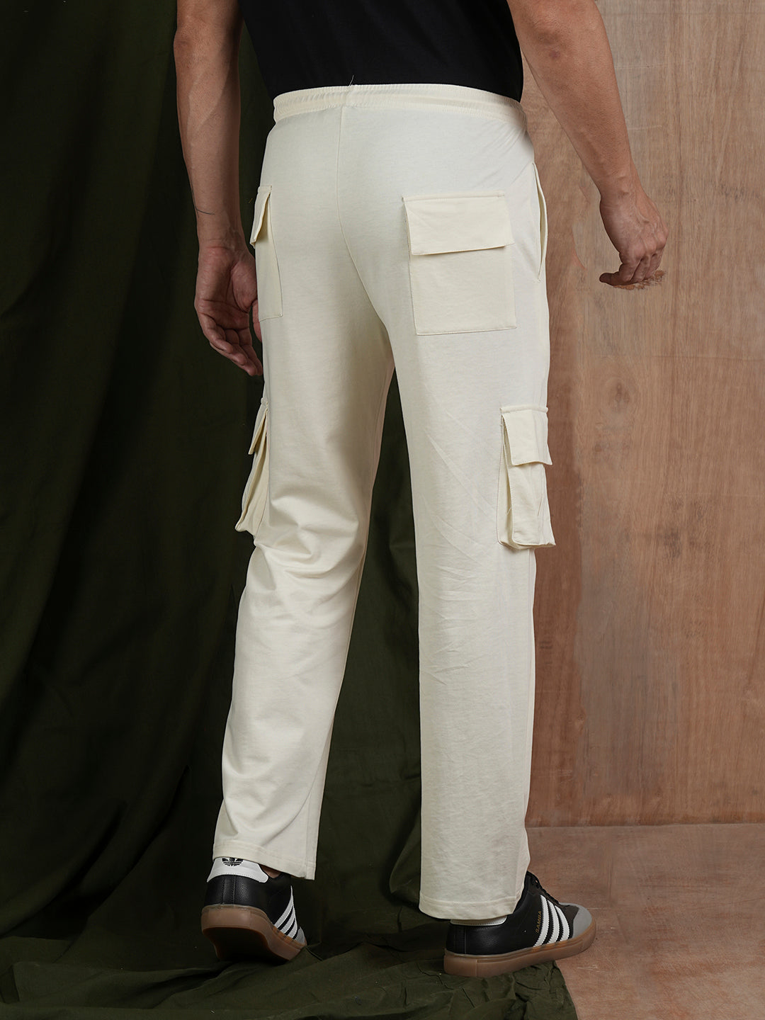 Men Premium Terry Cargo Pants - Off White