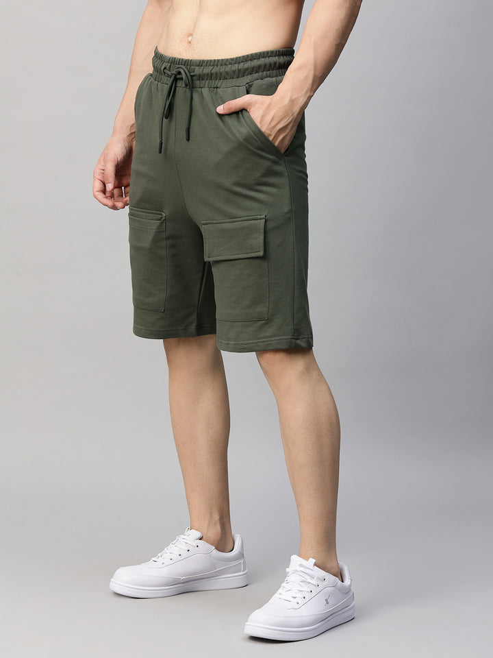 Mens Cargo Shorts - Olive Green