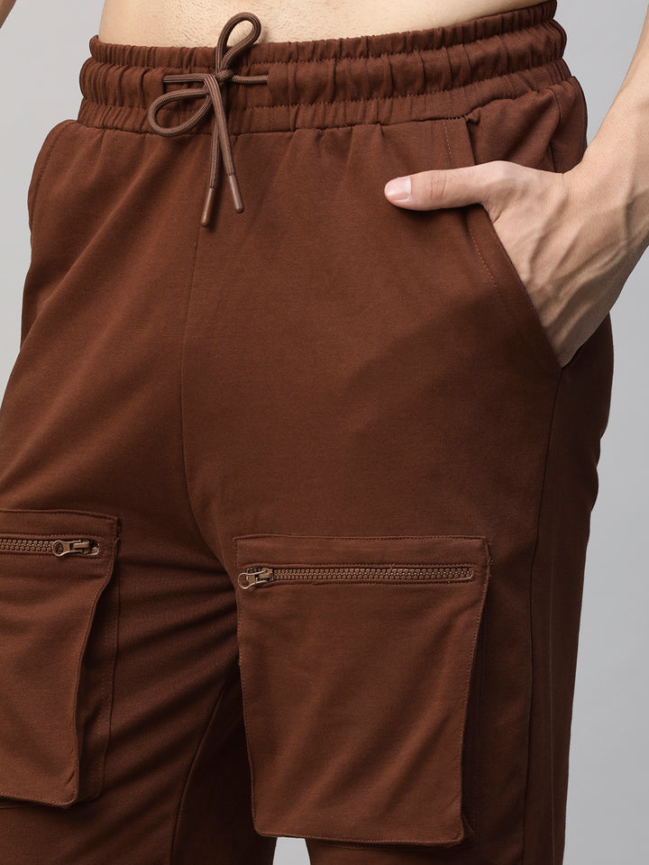 Men Premium Cargo Co-ord Set - Beige & Cocoa