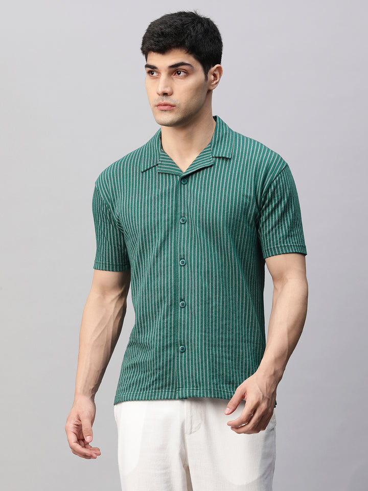 Mens Half Sleeve Resort Shirt - Basil Green