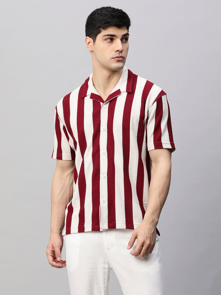 Mens Half Sleeve Resort Shirt - Maroon