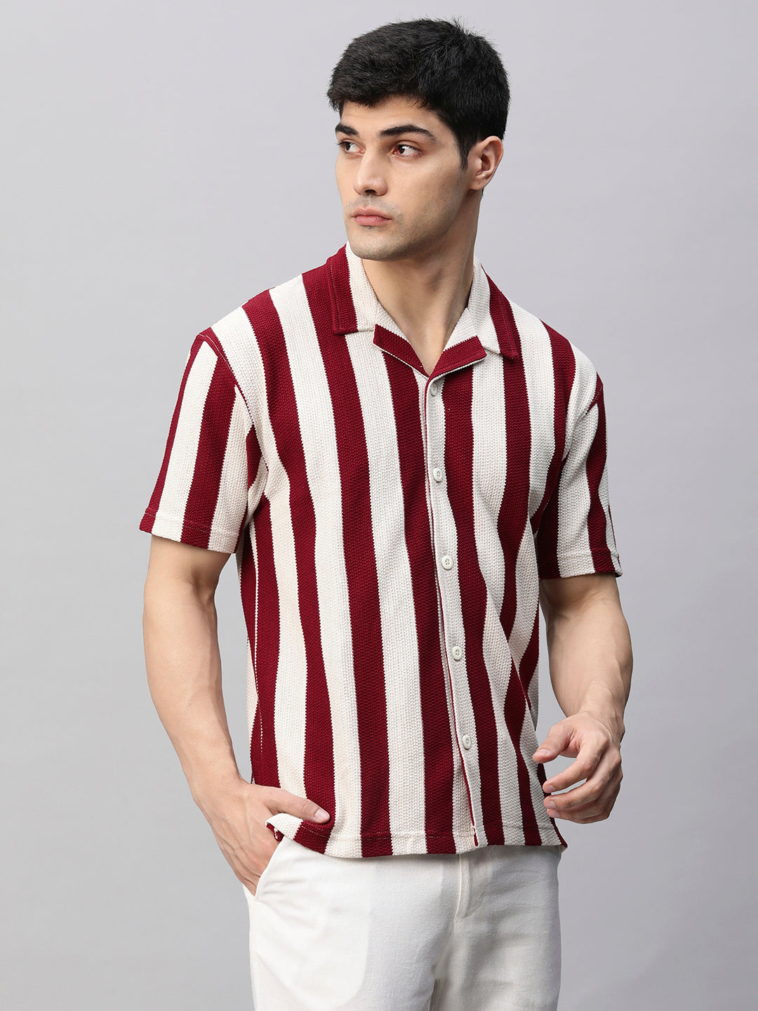 Mens Half Sleeve Resort Shirt - Maroon