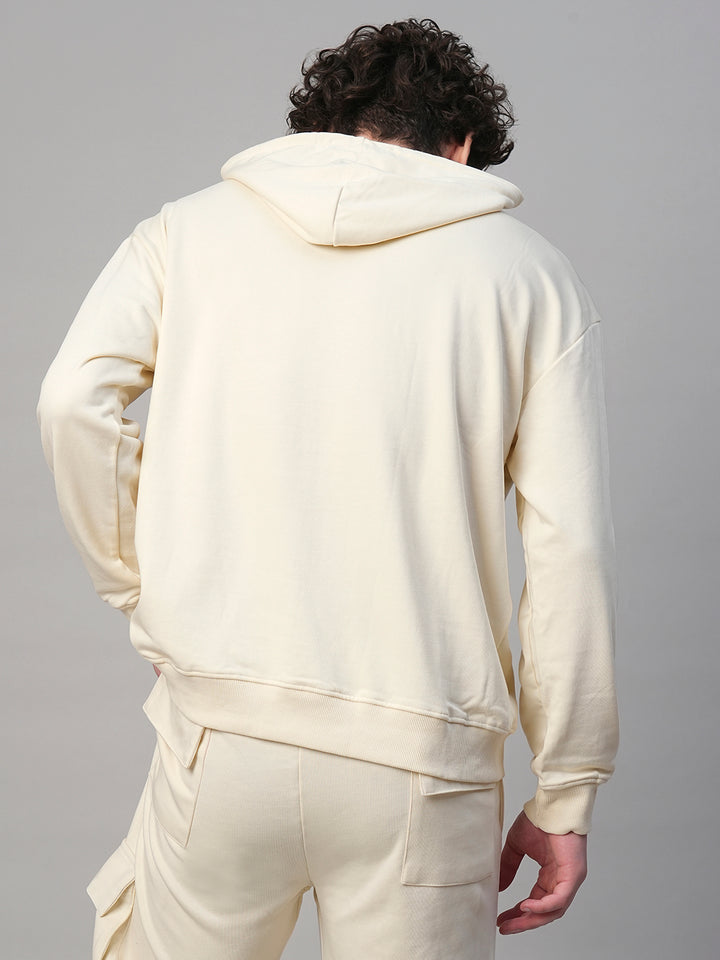 Solid Men Drop Shoulder Premium Terry Hoodie - Off White