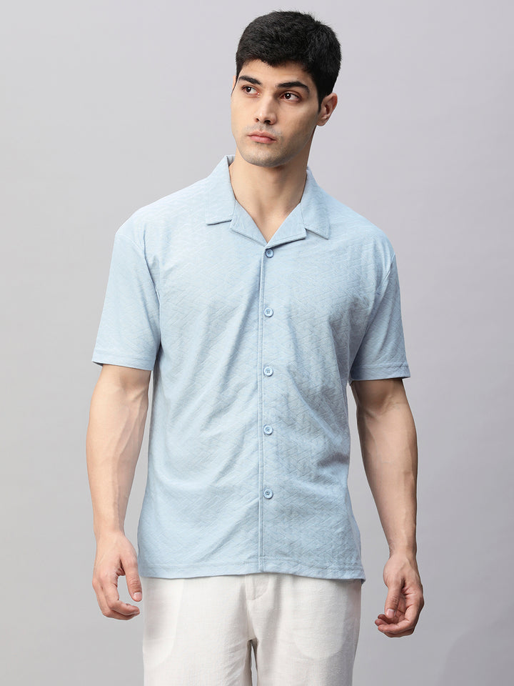 Mens Half Sleeve Resort Shirt - Sky