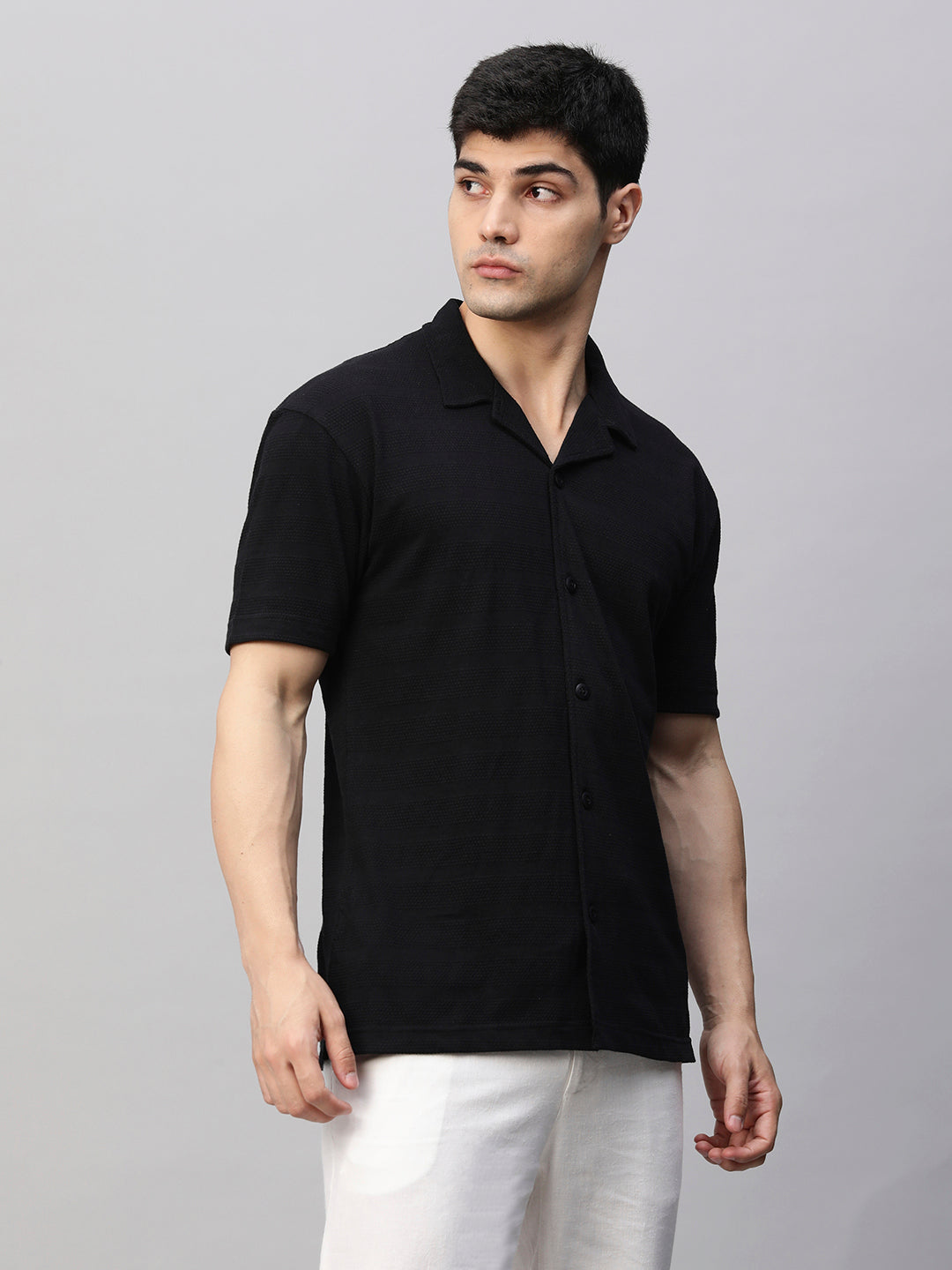 Mens Half Sleeve Resort Shirt - Black