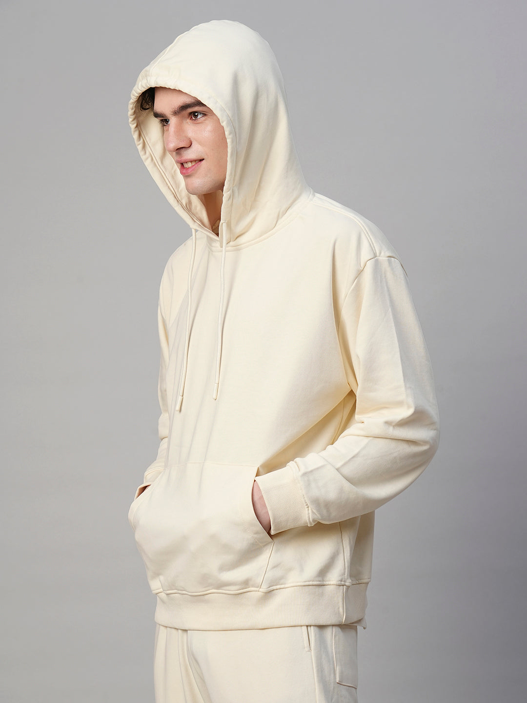 Solid Men Drop Shoulder Premium Terry Hoodie