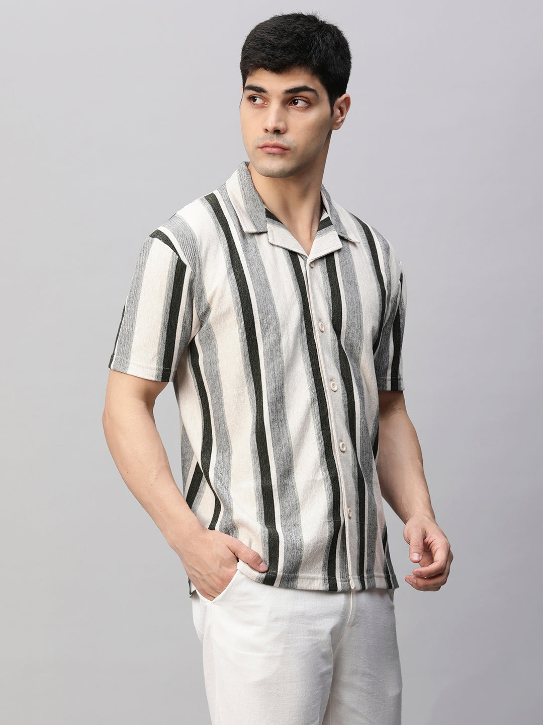 Mens Half Sleeve Resort Shirt - Stripe