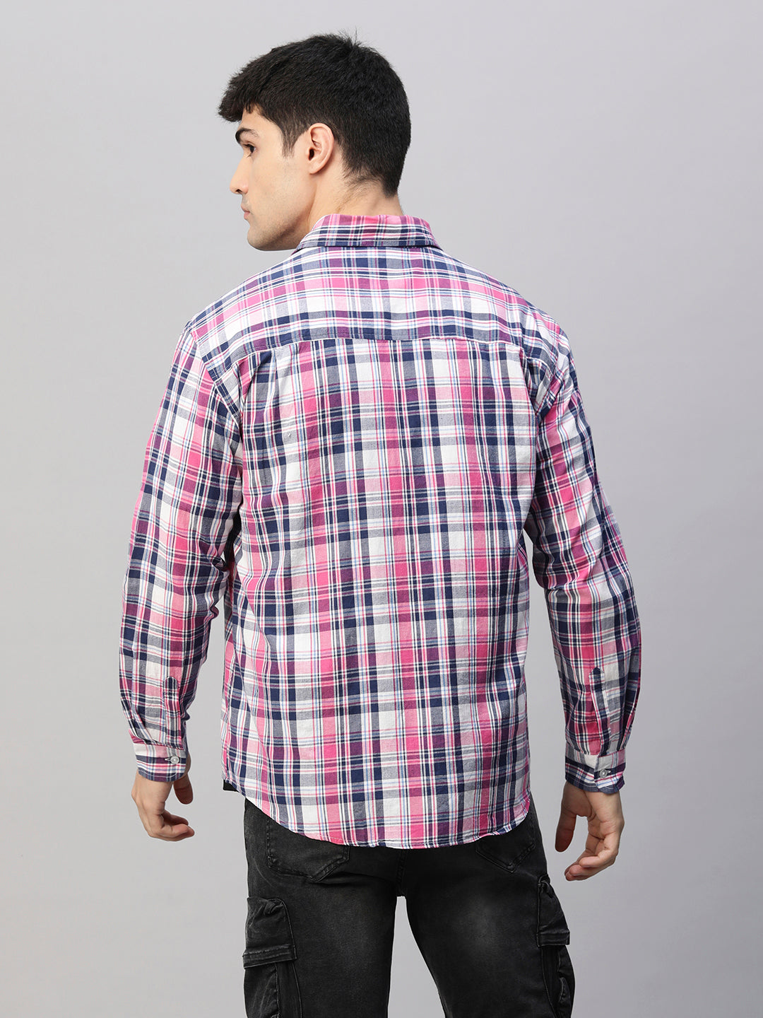 Mens Pink & Navy Relaxed Fit Shirt