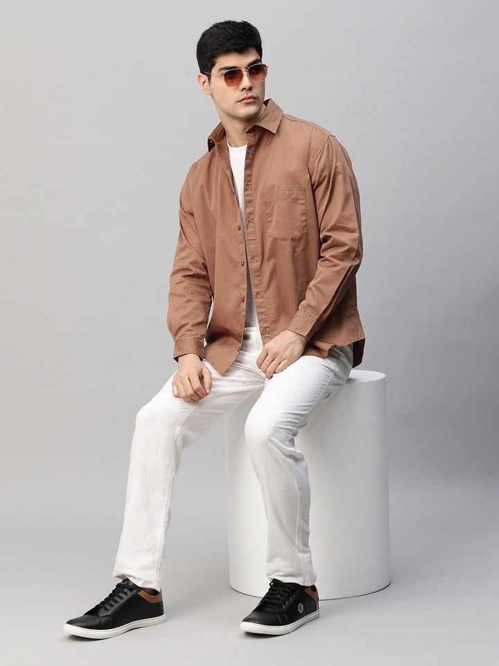 Mens Full Sleeves Shirt - Khaki