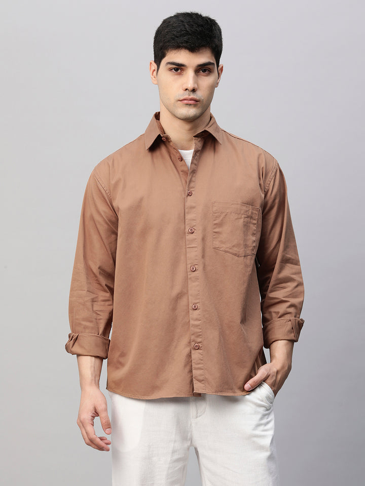 Mens Full Sleeves Shirt - Khaki