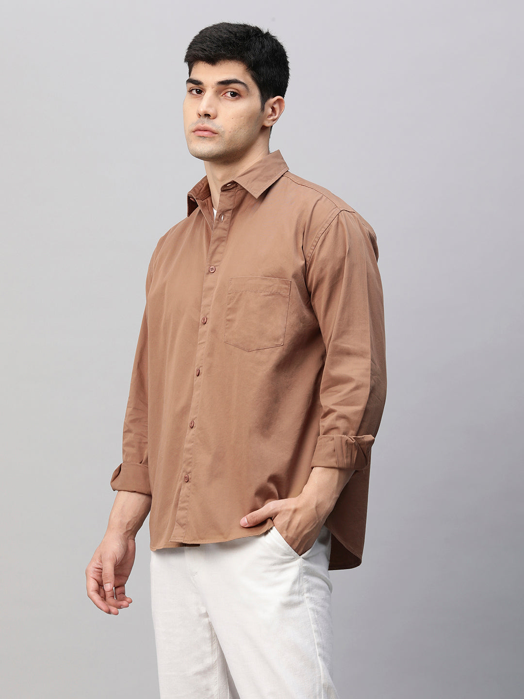 Mens Full Sleeves Shirt - Khaki