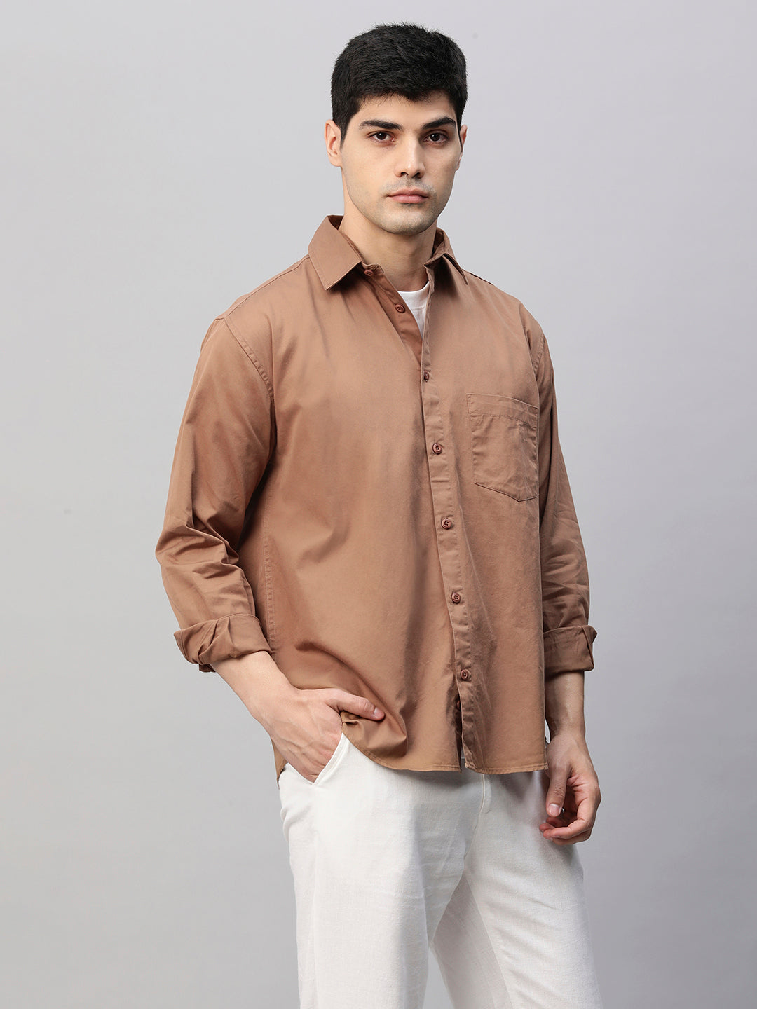 Mens Full Sleeves Shirt - Khaki