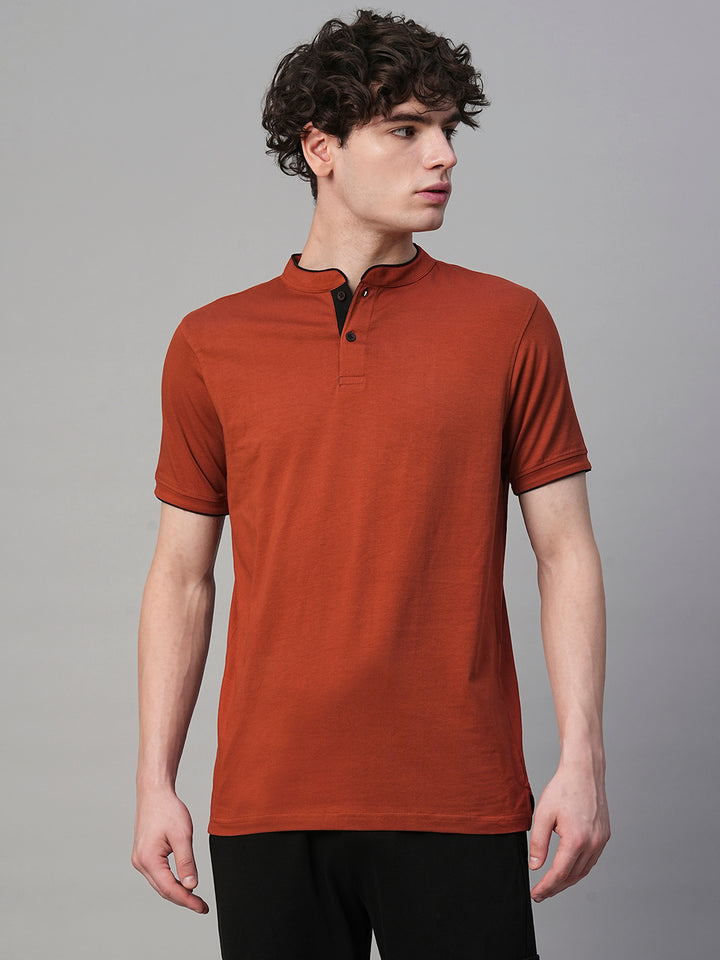 Henley Men Half Sleeve T-Shirt - Rustic Orange