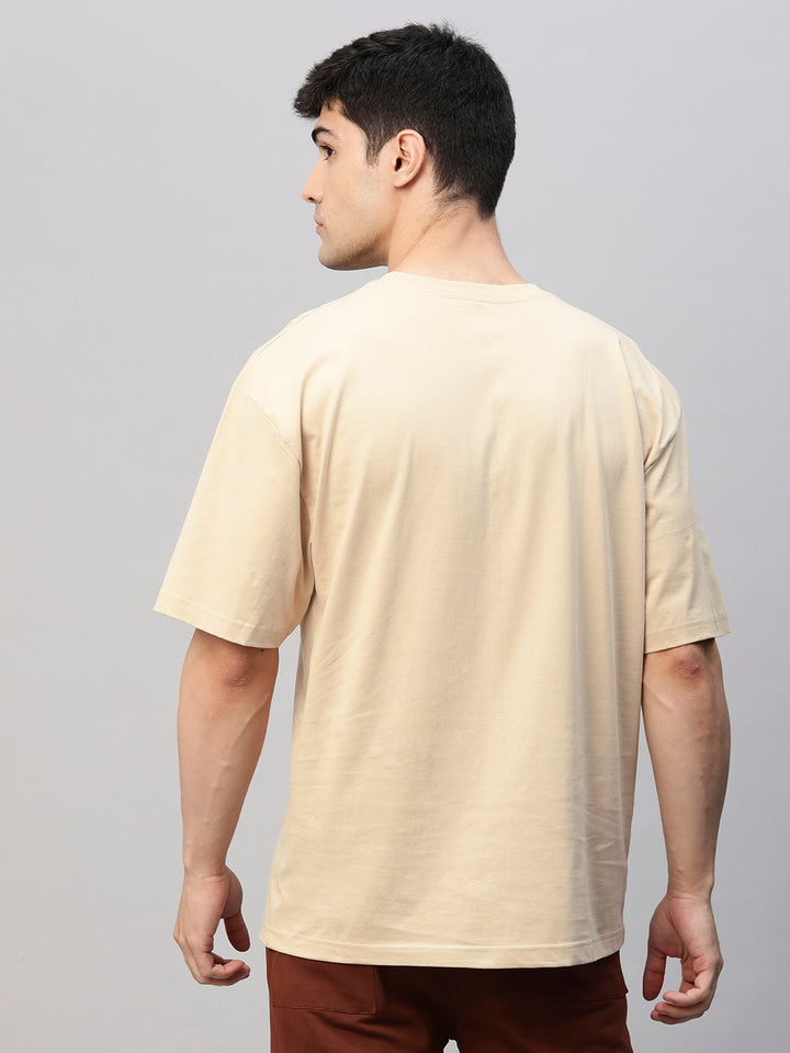 Solid Men Oversized T-Shirt - Beige