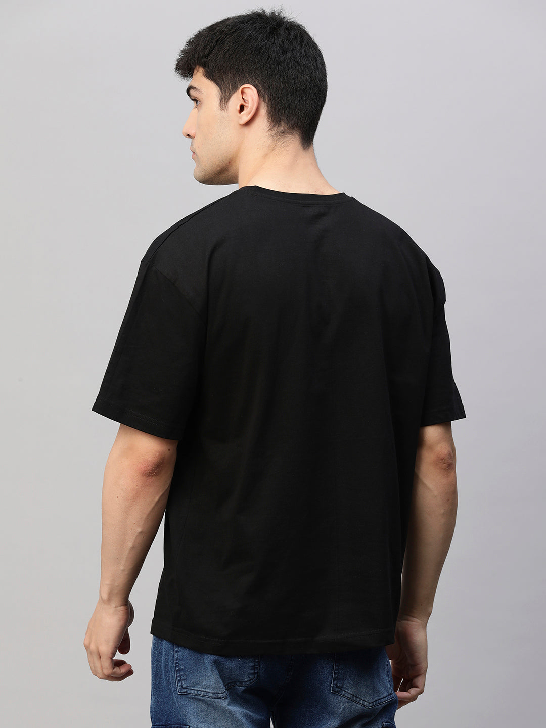 Solid Men Oversized T-Shirt - Black